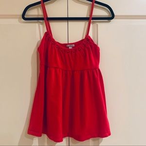 OLD NAVY - RED BABYDOLL CAMI WITH BEAD DETAIL